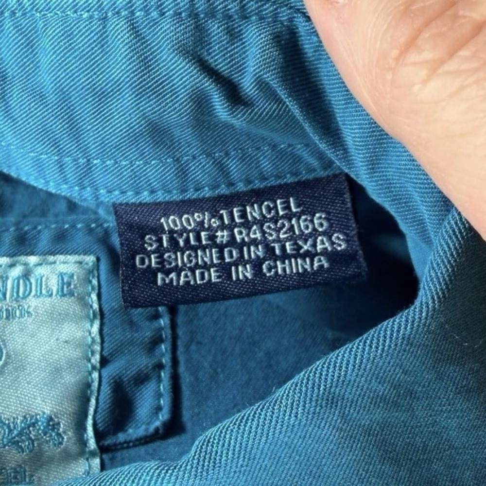 Panhandle Rough Stock Shirt Women Small Blue Tencel Western Snap Cowgirl‎ Rodeo - Picture 3 of 6